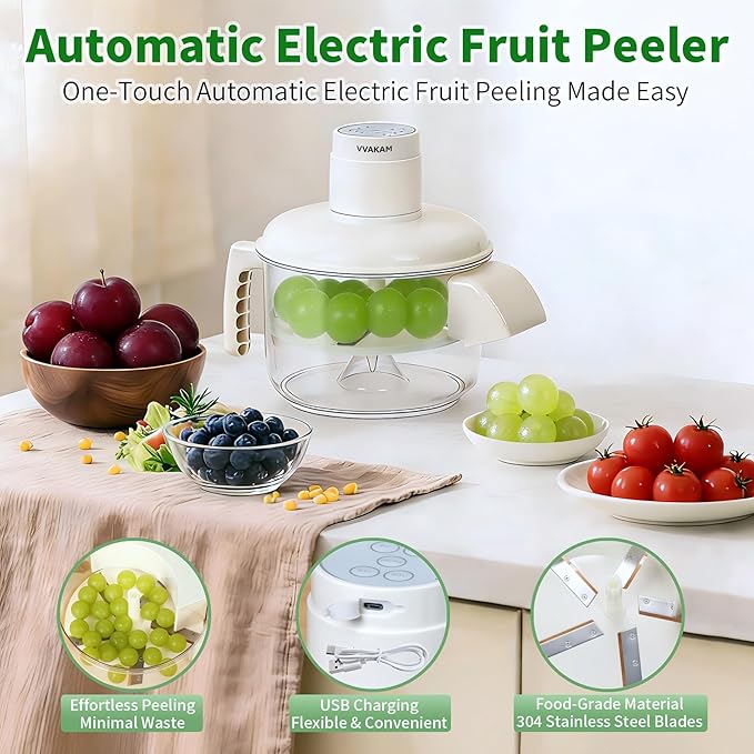 Automatic Grape Peeler Machine, Electric Garlic Peeler & Cherry Tomato,Cordless Electric Grape Peeling Machine for Fruit & Vegetable-Rechargeable Garlic Peeler Skin Remover for Home Kitchen Outdoor