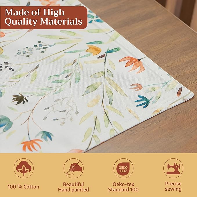 Maison d' Hermine Placemats Set of 4 100% Cotton Washable Cloth Place Mats Reusable Table Mats for Kitchen Dining Party Wedding Gifts for Mothers Day Spring/Summer (Colmar, 13" x 19")