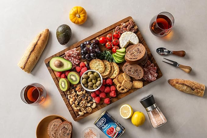 THETCHRY Walnut Cutting Boards for Kitchen, End Grain Wooden Chopping Board with Juice Groove, Charcuterie Butcher Block for Meal Prep & Serving with Gift Box, 16.5" x 11.6" x 0.8"