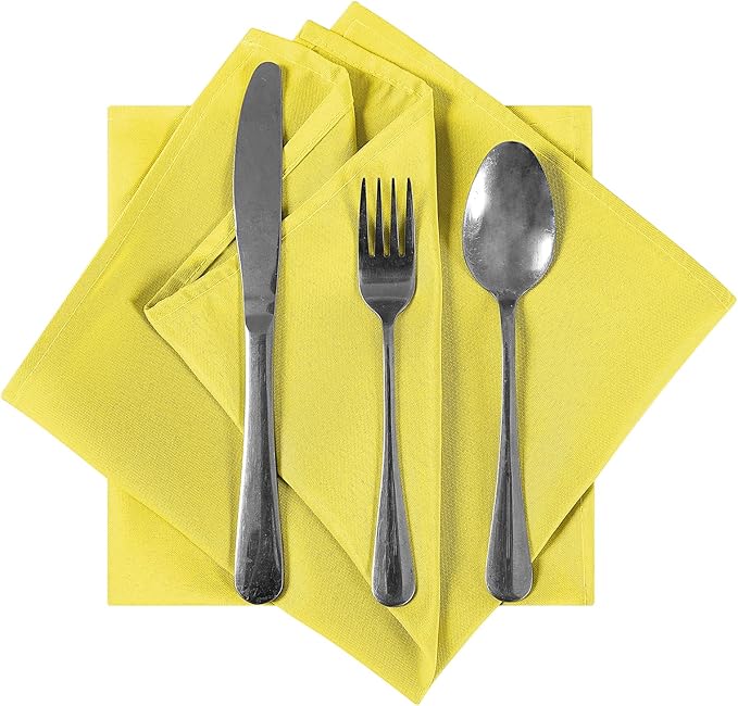 Bailarina Cloth Napkins Set of 80,17x17 inches Dinner Napkins Cloth Washable,Polyester Square Table Cloth Napkin Bulk with Hemmed Edges Ideal for Banquets, Parties and Weddings-Yellow