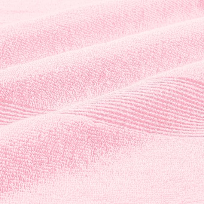 Belizzi Home 4 Pack Bath Towel Set 27x54, 100% Ring Spun Cotton, Ultra Soft Highly Absorbent Machine Washable Hotel Spa Quality Bath Towels for Bathroom, 4 Bath Towels Pink