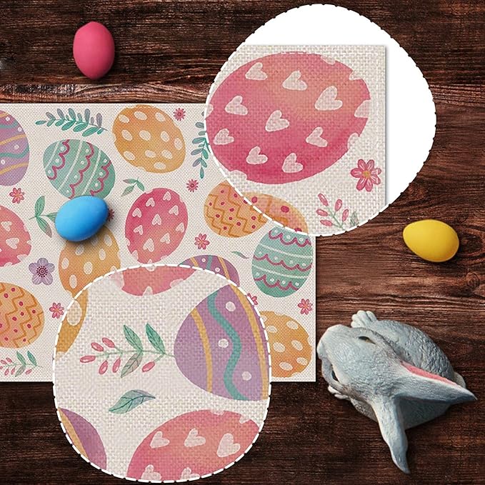 Nepnuser Linen Happy Easter Table Runner 90 inches Long Spring Easter Egg Decoration Farmhouse Home Dining Room Kitchen Table Decor