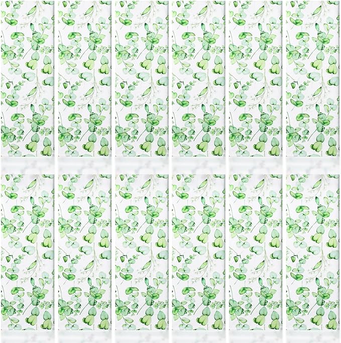 Tatuo Spring Flower Cotton Cloth Napkins Set of 24, 15 x 15 Inch Floral Dinner Napkins Soft Absorbent Washable for Family Cocktail Wedding Kitchen Dining Room Table Tea Party(Eucalyptus)