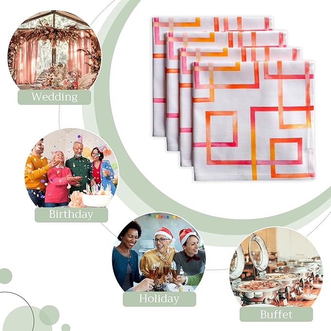 Maison d' Hermine Cloth Napkins Set of 4 100% Cotton Everyday Reusable Square Napkins Cloth Washable Dinner Party Wedding Restaurant Gifts for Mothers Day Spring/Summer (Summer Maze, 20" x 20")