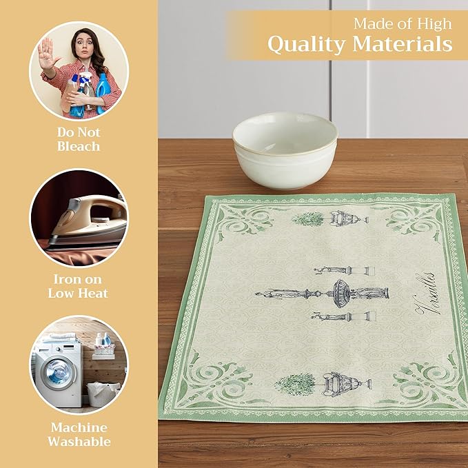 Maison d' Hermine Placemats Set of 2 100% Cotton Washable Cloth Place Mats Reusable Table Mats for Kitchen Dining Party Wedding Gifts for Mothers Day Spring/Summer (Jardin Du Roy, 13" x 19")