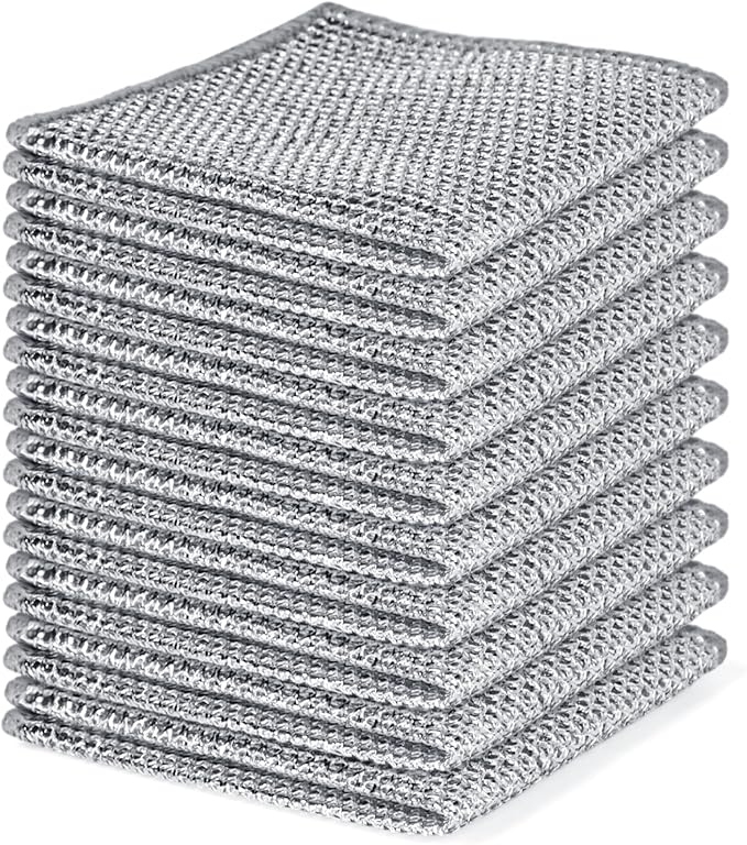 Aidoclip 10PCS Set Non-Scratch Steel Wool Dishcloth - Multi Purpose Wire Dishwashing Rags Kitchen Towels and Dishcloths Sets Durable Cleaning Pads Bathroom Home Essentials Cleaning Supplies Tools