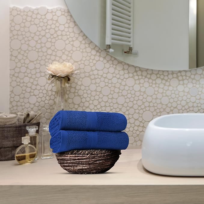 Avalon Towels Luxury Hand Towels Size 16x28 Inches Pack of 6 - Premium Cotton, Soft and Highly Absorbent Hand Towels for Bathroom, 600 GSM Face Towels, Hotel & Spa Quality, Quick Dry (Royal Blue)
