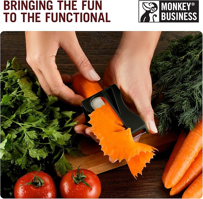 Karoto Carrot Sharpener | Vegetable Peeler | Veggie Peeler & Cucumber Peeler | Fun Kitchen Gadgets | from a Series of Unique Peelers for Kitchen | Fun Kitchen Stuff | by Monkey Business (Black)