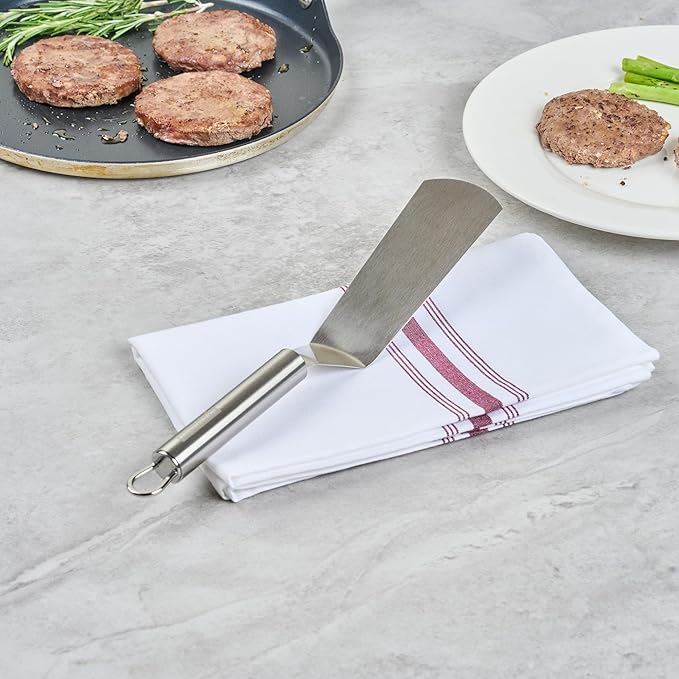 Restaurantware 11" Stainless Steel Turner - 6 Pack - German Standard Kitchen Spatula with Ergonomic Handle, Heat-Resistant - Heavy-Duty Steel Spatula for Flipping Burgers, Eggs, Meat