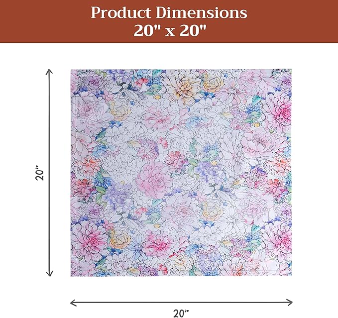 Maison d' Hermine Cloth Napkins Set of 4 100% Cotton Everyday Reusable Square Napkins Cloth Washable Dinner Party Wedding Restaurant Gifts for Mothers Day Spring/Summer (Floral Love, 20" x 20")