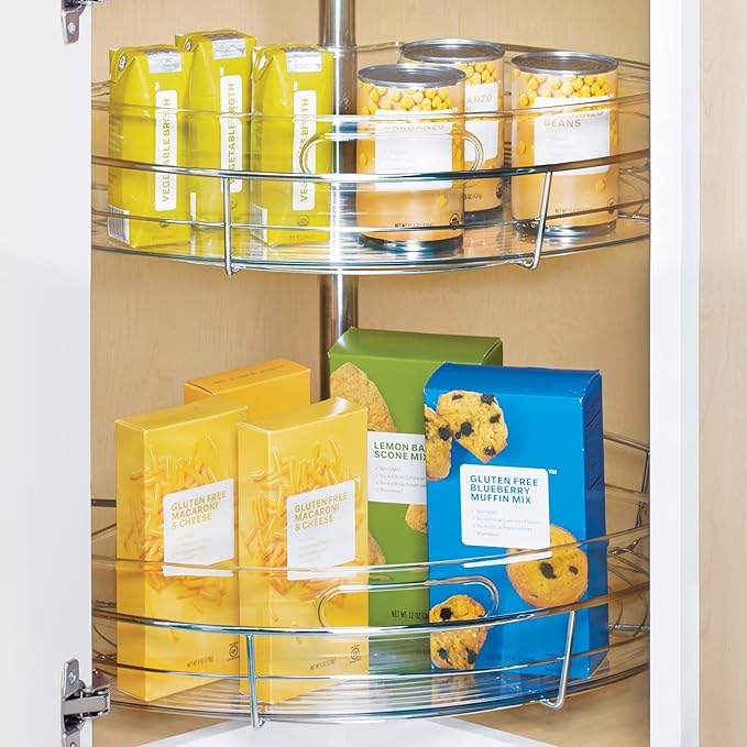 iDesign Clear Plastic 1/4 Wedge Bin for Corner Lazy Susan Cabinet, Kitchen Cabinet Organizer