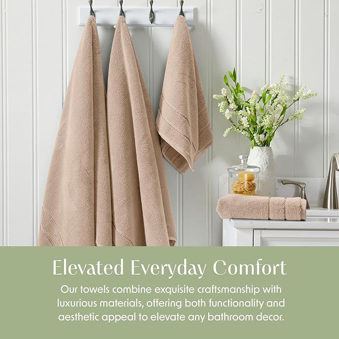 Springtree Home Luxury Turkish Cotton Bath Towels | 100% Turkish Cotton | Premium Bath Towels | Ultra Soft Thick Plush & Highly Absorbent | Luxury Hotel & Spa Quality Bathroom Towels | Cobblestone
