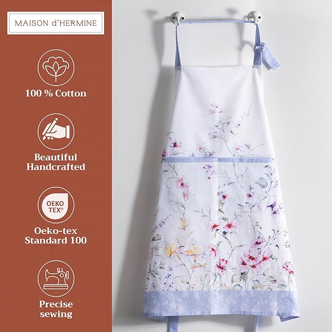 Maison d' Hermine 100% Cotton Apron for women with Pocket Kitchen Chef Apron for Men Cooking Mothers Day Gifts