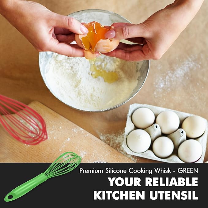 Chef Craft Premium Silicone Wire Cooking Whisk, 10.5 inch, Green