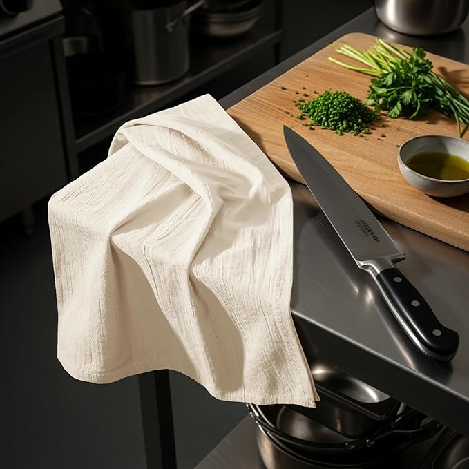 Utopia Kitchen Natural Flour Sack Towels [12 Pack - 28 x 28 Inch] 100% Cotton Tea Towels for Cleaning & Drying - Highly Absorbent Kitchen Dish Cloth
