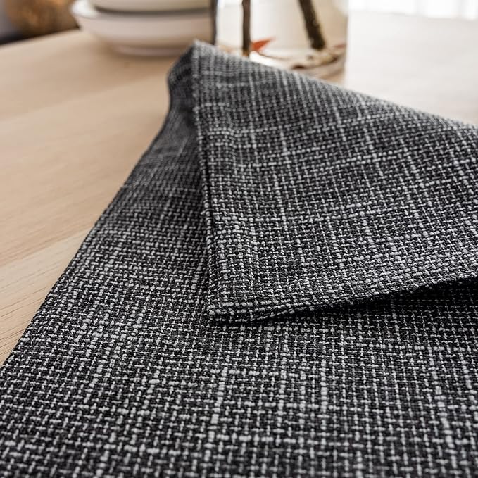 Kevin Textile Burlap Linen Placemats Set of 6 Heat Resistant Dining Table Place Mats Washable Kitchen Table Mats for Dinning Party Holiday Indoor Outdoor, 13 x19 inches, Dark Grey