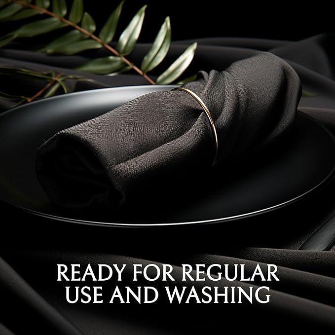 Wealuxe [24 Pack, Black] 100% Polyester Soft Durable Washable Cloth Table Napkins 17 x 17 Inch Great for Restaurants, Dinners and Parties