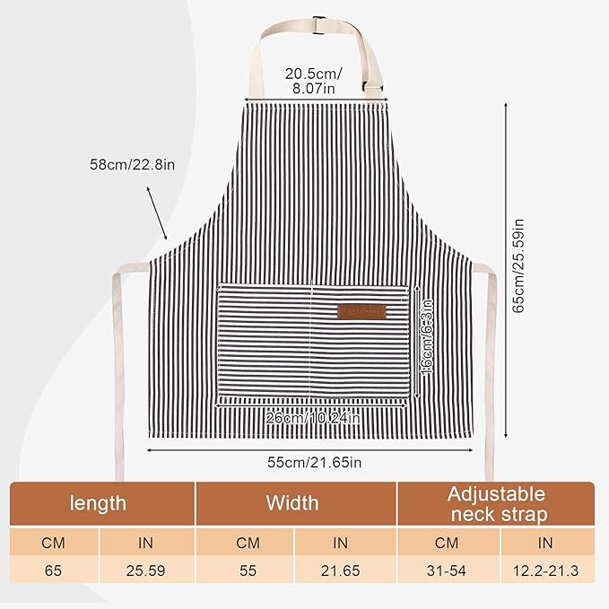 2 Pack Stripes Kids Apron, Kids Cooking Aprons with 2 Pockets, Cute Aprons for Cooking for Boys and Girls