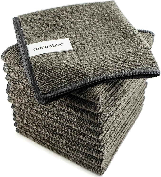 Remooble Microfiber Cleaning Cloth, Streak Free Whiteboard Cleaning Rags, Dry Erase Microfiber Towels, Pack of 12, Size 10 x 10 inch (25 x 25cm)