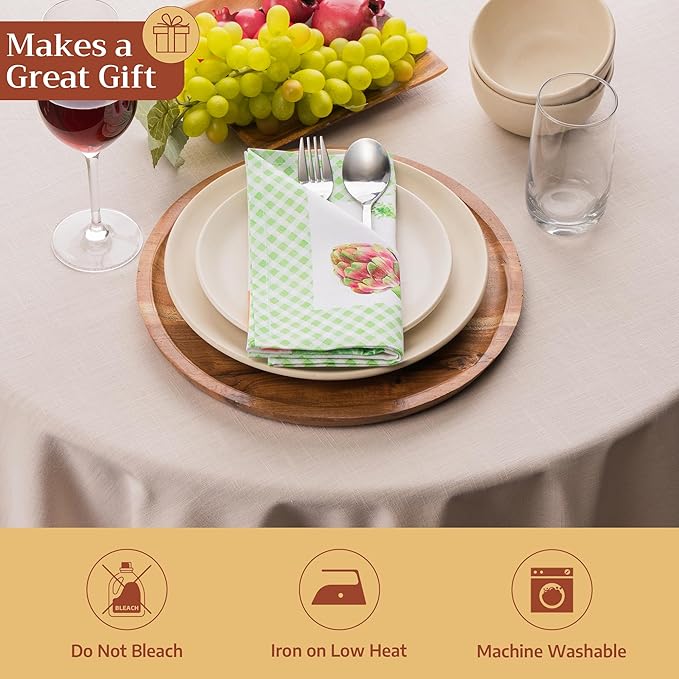 Maison d' Hermine Cloth Napkins Set of 4 100% Cotton Everyday Reusable Square Napkins Cloth Washable Dinner Party Wedding Restaurant Gifts for Mothers Day Spring/Summer(Farmers Garden, 18" x 18")