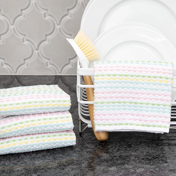 Ritz Pebble Bar Mop Towels: Highly Absorbent and Super Soft, 100% Cotton, Durable Super Absorbent Kitchen Bar Towels for Wiping Tables and Counters, 16x18, 4-Pack, Spring