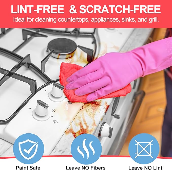 Microfiber Cleaning Cloth, 150 Pack Cleaning Rags,12" X 11" Lint Free Dish Towels Wash Cloths, Reusable Microfiber Towels for Home and Kitchen Bathroom Apartment Cleaning Supplies, Assorted