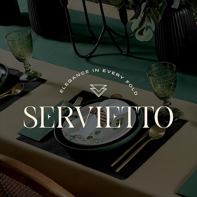 200-Pack Servietto Disposable Linen-Feel Guest Towels, 12" x 17" Cloth-Like Hand Bathroom Napkins - Made In USA, Soft and Absorbent Paper Napkin for Kitchen, Bathroom, Party, Wedding, Or Event