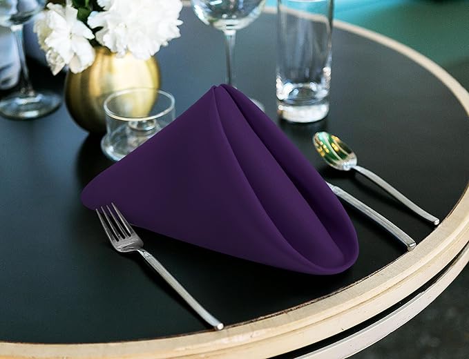 Utopia Home [24 Pack, Purple] Cloth Napkins 17x17 Inches, 100% Polyester Hemmed Edges, Washable and Reusable Ideal for Parties, Weddings and Dinners