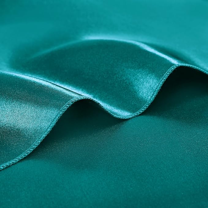 KKJIAF 50 Pack Dark Teal Square Satin Napkins 17x17 Inch Soft Smooth Cloth Napkins，Silky Table Napkin for Wedding Banquet Party Decoration