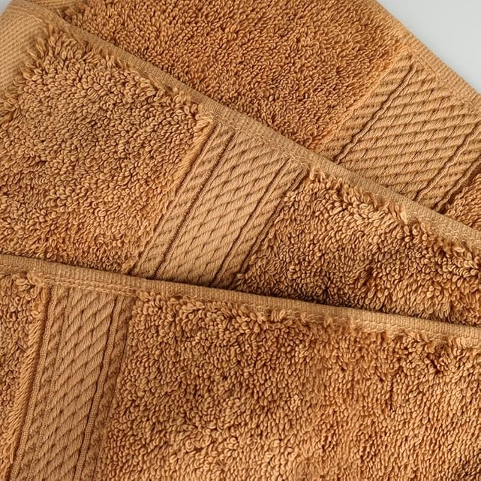 SUPERIOR Egyptian Cotton Pile 3 Piece Towel Set, Includes 1 Bath, 1 Hand, 1 Face Towel/Washcloth, Ultra Soft Luxury Towels, Thick Plush Essentials, Guest Bath, Spa, Hotel Bathroom, Rust