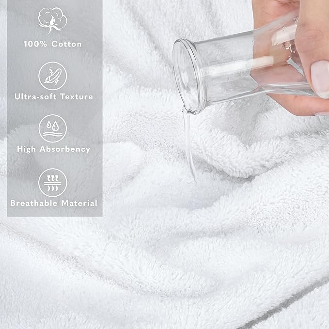 American Soft Linen 100% Cotton 600 GSM Turkish 40x80 Oversized Bath Towel Sheet, Extra Large Adult Towels for Bathroom, White Bath Sheet