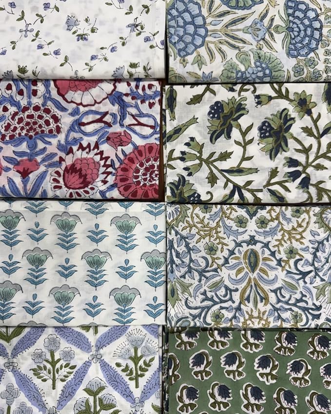 Ridhi Assorted Hand Block Print 100% Cotton Napkins 18" x 18" (Set of 100) Reuseable Kitchen Napkins Cloth Decor Dinner Party Wedding Cocktail Gift for Spring, Easter, Valentine