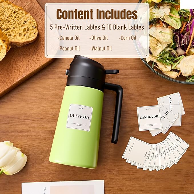 PARACITY 2 in 1 Oil Dipenser Bottle, Stainless Steel (Green-Black)