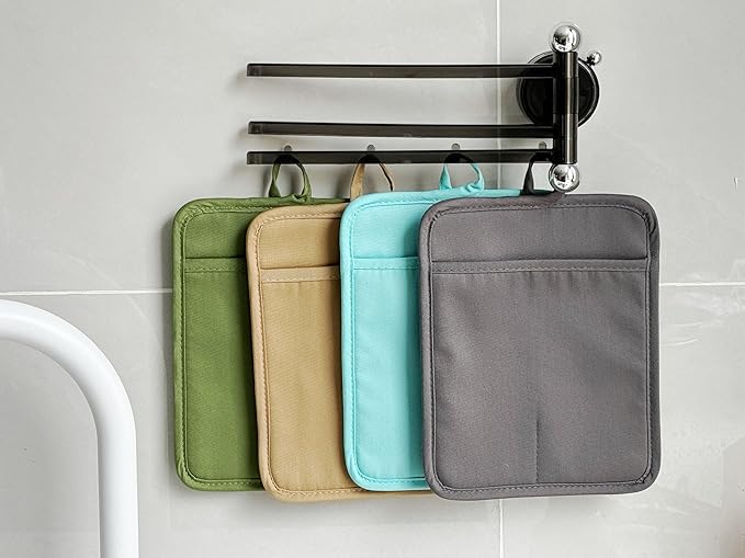 Oven Pot Holder with Pocket Cotton Heat Resistant Coaster Potholder Kitchen Hot Pad Oven Mitts for Cooking and Baking Square 7"x9" (Blue, Silicone)