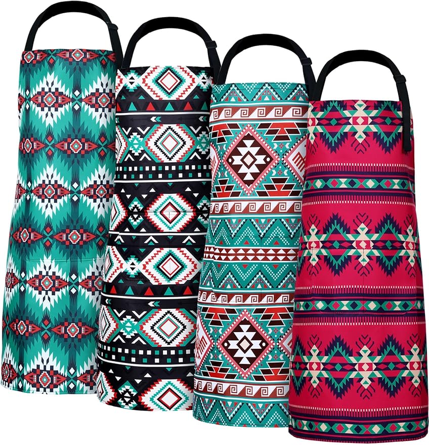 Geetery 4 Pcs Chicken Aprons for Women Rooster Print Apron Waterproof Adjustable for Kitchen Cooking