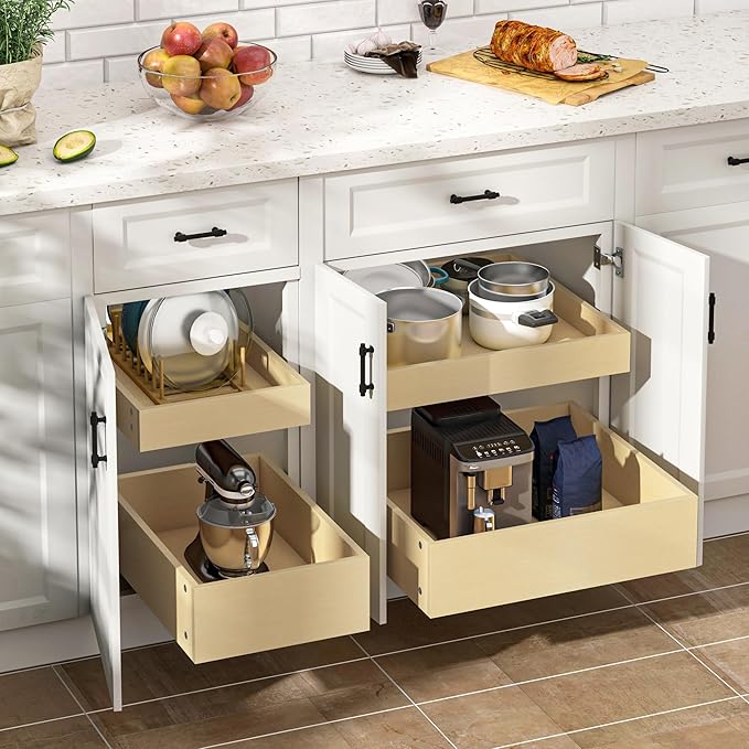 WelFurGeer Soft Close Pull Out Drawers for Cabinets, 11" W x 22" D Pull Out Cabinet Organizer, Smooth Slide-Out Shelves for Kitchen Cabinets, Durable Pullout Drawers for Home & Kitchen Organization