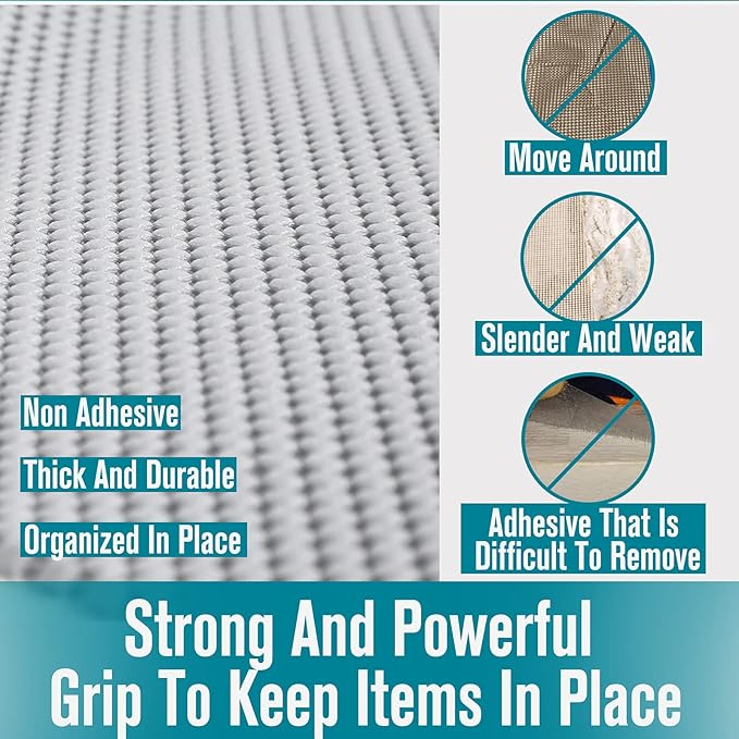 Shelf Liner, Non-Adhesive Roll Drawer Liners 12 Inches x 20 Feet for Drawers, Non Slip Grip Durable Strong Clean, for Cabinets, Kitchen, Storage, Desks, Kitchenware, Tableware, Black