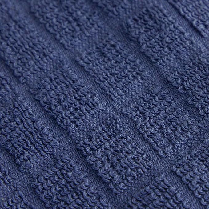 Ritz Premium Kitchen Towel and Dish Cloth Value Set: Highly Absorbent, Super Soft, Long-Lasting, 100% Cotton Checked and Solid Hand Towels, Tea Towels, Bar Towels - 6 Pack, Navy