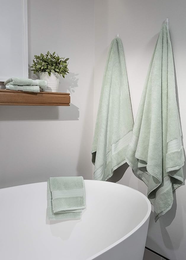 Fabdreams 100% Organic Cotton Bath Sheet Set of 2 700 GSM Oversized Towels Ultra Soft Plush Absorbent Durable Skin-Friendly Spa Hotel Premium Comfort Large 36 x 70 in Green