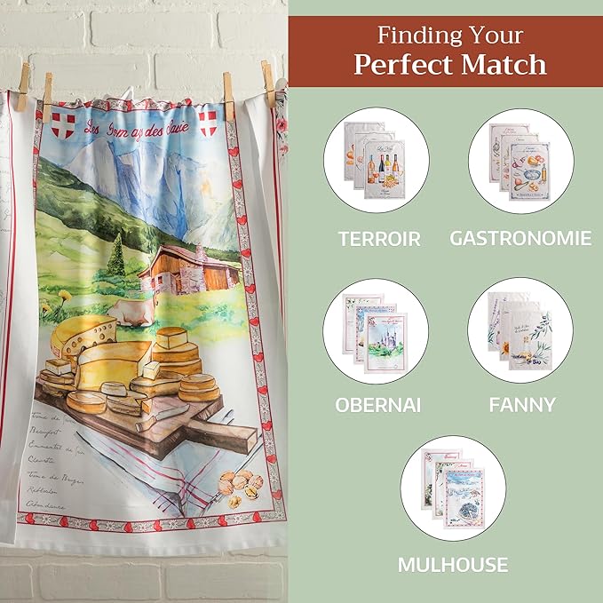Maison d' Hermine Kitchen Towels Set of 3 100% Cotton 27.50" x 20" Reusable Cloth Tea Dish Towels Absorbent with Hanging Loop for Kitchen Gifts for Mothers Day Spring/Summer (Ribeauville)