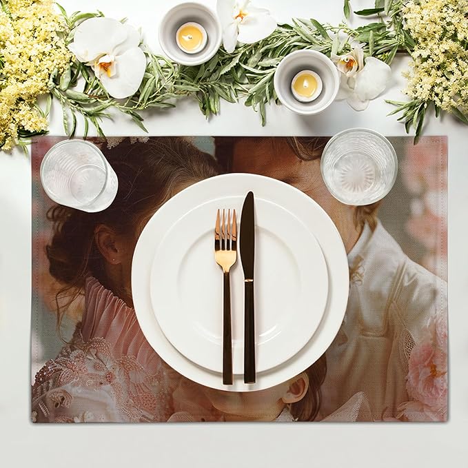Custom Placemat Set of 4,Personalized Photo Table Mat 12×18 Inch Washable Heat Resistant Design Your Image Text Place Mat for Party Kitchen Dining Home