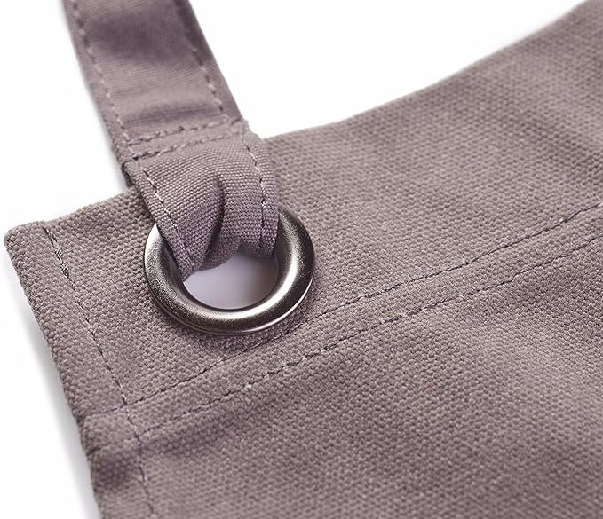Hudson Durable Goods Heavy Duty Waxed Canvas Work Apron with Tool Pockets (Black), Cross-Back Straps & Adjustable M to XXL (Grey)