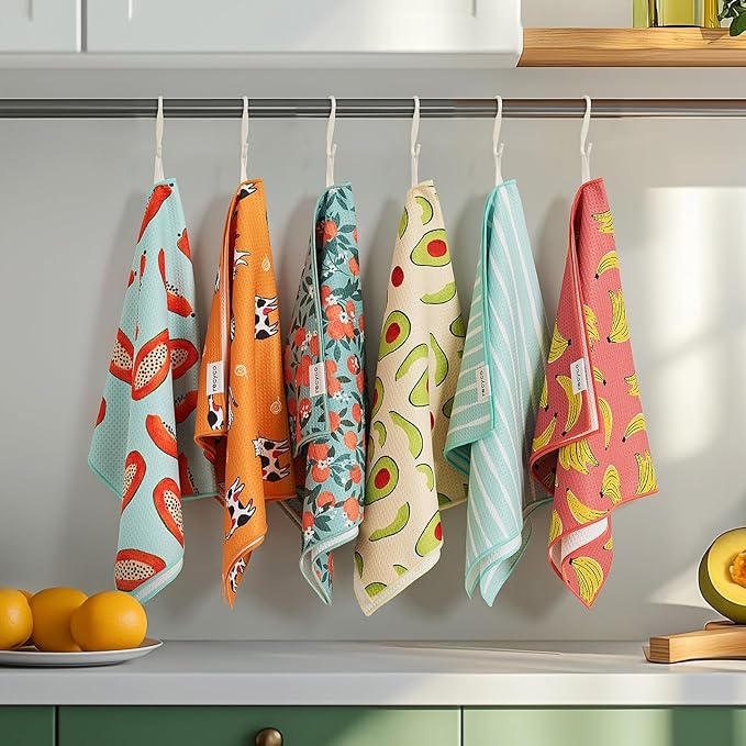 RECYCO Waffle Kitchen Towel Set of 2 - Quick Dry Microfiber Sustainable Dish Towels - Ultra Absorbent Reusable Cleaning Tea Towels - Lightweight Hand Towels,16”x 28”, Clementine Grove