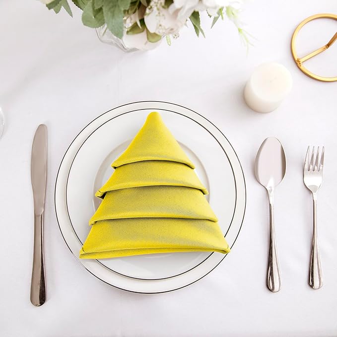 Bailarina Cloth Napkins Set of 80,17x17 inches Dinner Napkins Cloth Washable,Polyester Square Table Cloth Napkin Bulk with Hemmed Edges Ideal for Banquets, Parties and Weddings-Yellow