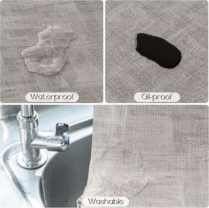Romanstile Vinyl Placemats Set of 6-17" x 12", Reversible Waterproof Washable Non Slip Table Mats, Faux Leather Heat Resistant Wipeable Table Placemats for Dining/Party/Indoor/Outdoor, Grey-Light Grey
