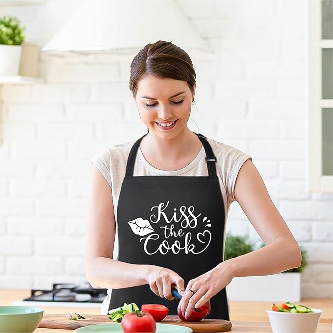 Xornis 100% Cotton Funny Apron for Men Women Adjustable Bib Aprons with 2 Pockets Grill Kitchen Cooking BBQ One Size Fits All