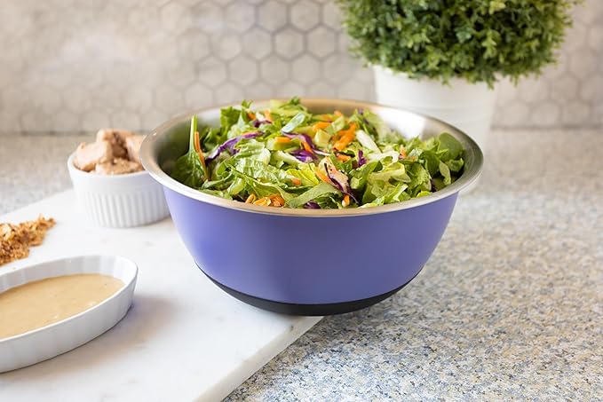 Fox Run Stainless Steel Mixing Bowl, Purple, 4.25 Quart