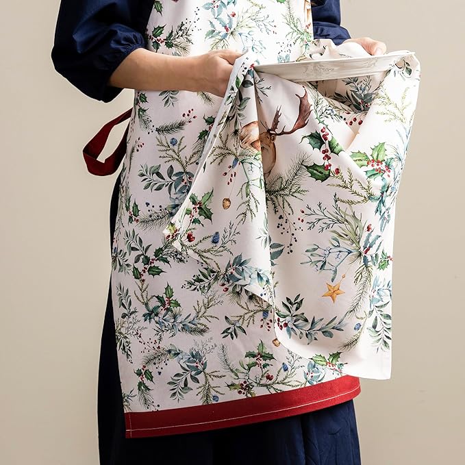 Maison d' Hermine 100% Cotton Apron for women with Pocket Kitchen Chef Apron for Men Cooking Mothers Day Gifts
