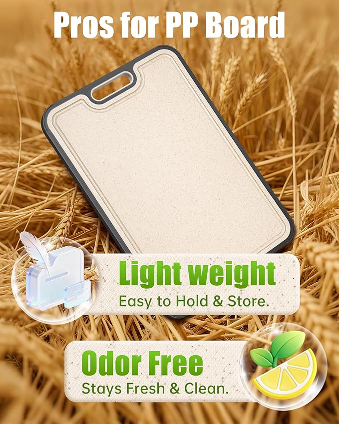 Titanium Cutting Boards for Kitchen, Non Toxic 2-in-1 Cutting Board Double Sided, Food Grade Chopping Boards for Fresh Meat Vegetable, Easy to Clean Large Size (18”×16” + 16”×11”)