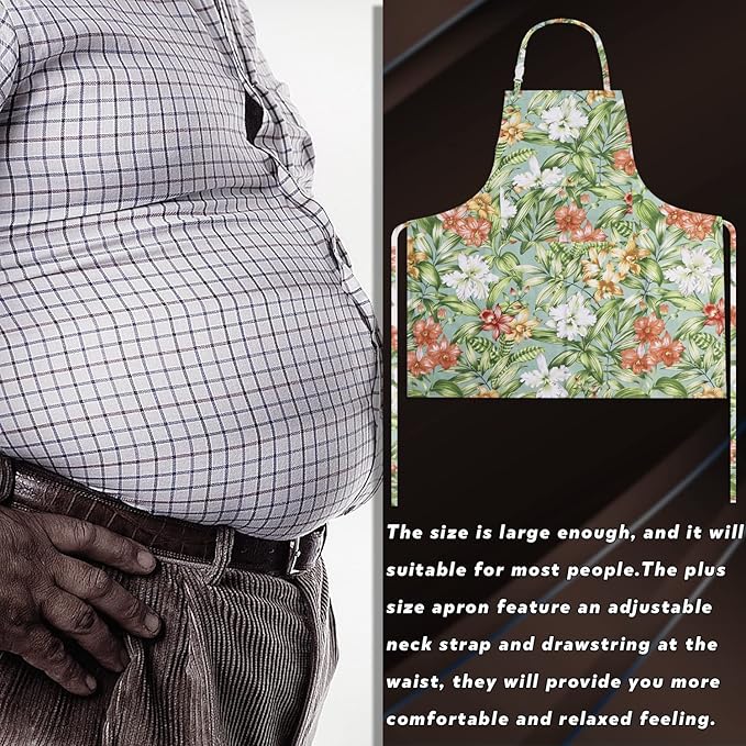 LOLOMLO Oversize Canvas Cotton Apron, Extra Large Aprons with Long Strap, Adjustable Neck Tear Resistant Plus Size aprons